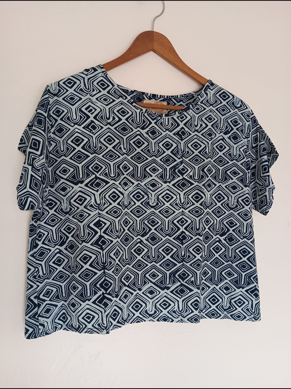 Noa Noa Navy Geometric Short Sleeve Women's Top